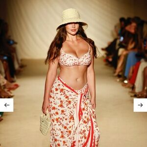Monday Swimwear Floral Bikini Set- Cream and Red